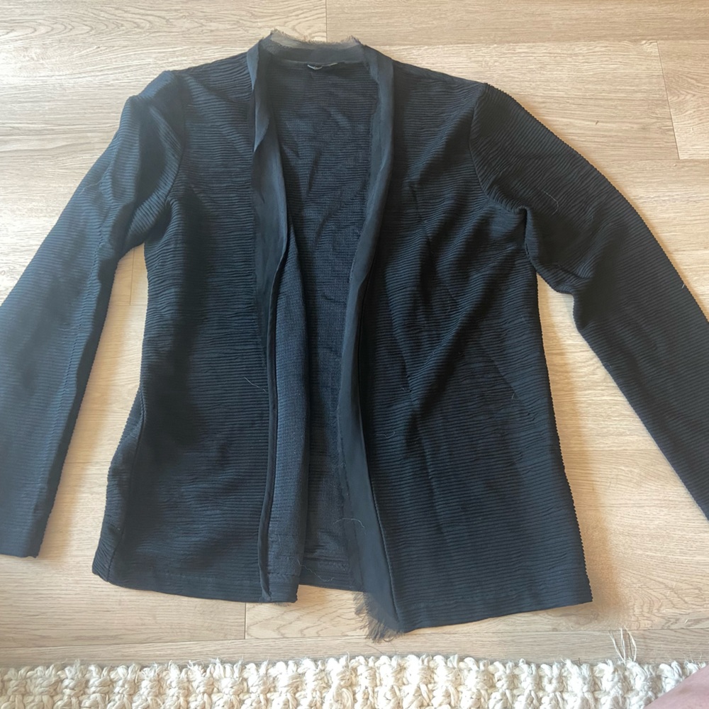 Massimo Dutti Black Rippled Cardigan- size medium
